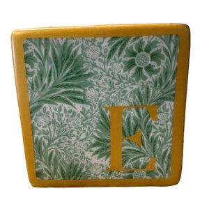 PINK SKY NWT Ceramic monogram initial lidded trinket box -initial E